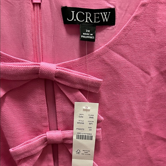 J crew Pink Sleeveless linen Dress with Bow Accents - Picture 2 of 3